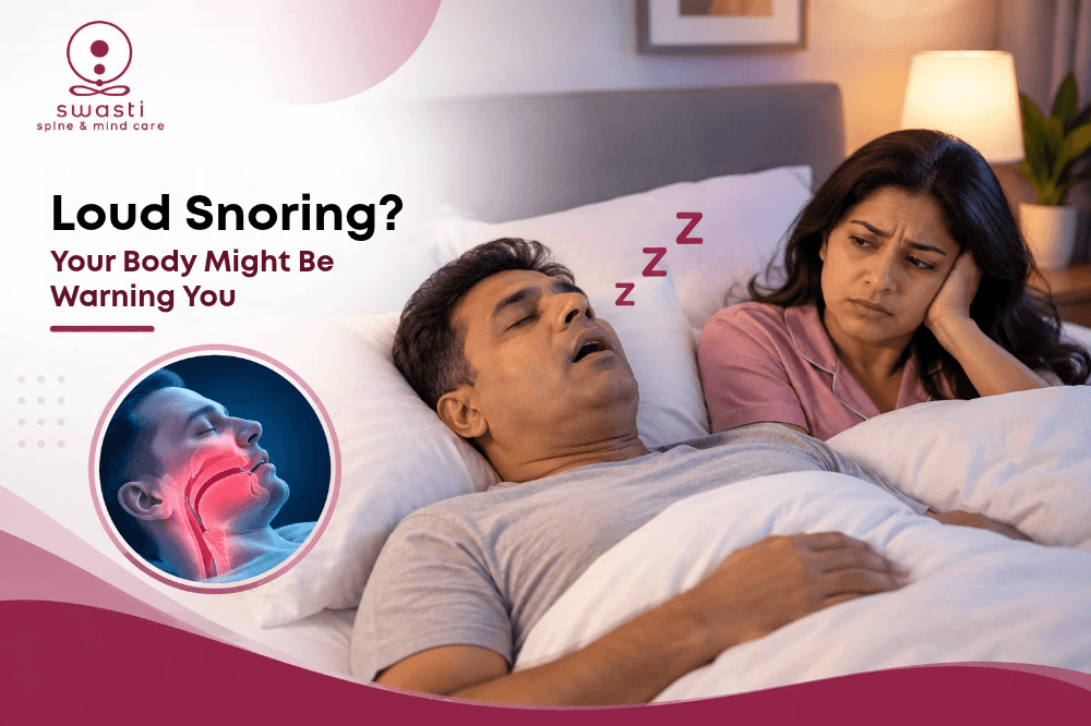 man snoring loudly beside concerned partner - sign of sleep apnea